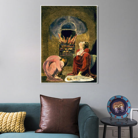 INVIN ART Framed Canvas Giclee Print Art Series#044 by William Blake Wall Art Living Room Home Office Decorations