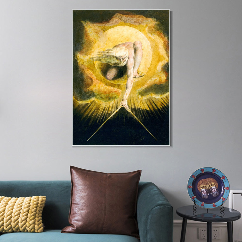 INVIN ART Framed Canvas Giclee Print Art The Ancient of Days, from 'Europe a Prophecy by William Blake Wall Art