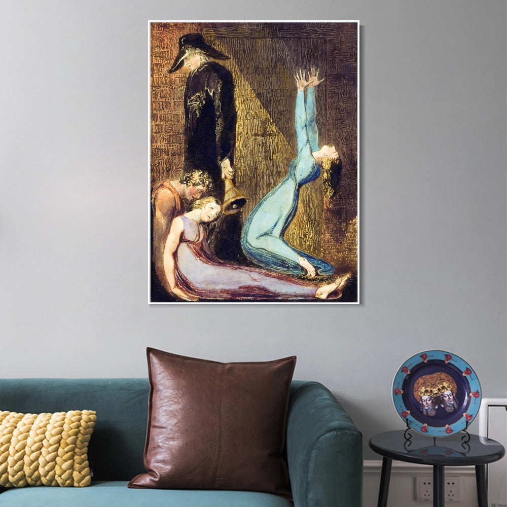 INVIN ART Framed Canvas Giclee Print Art Series#048 by William Blake Wall Art