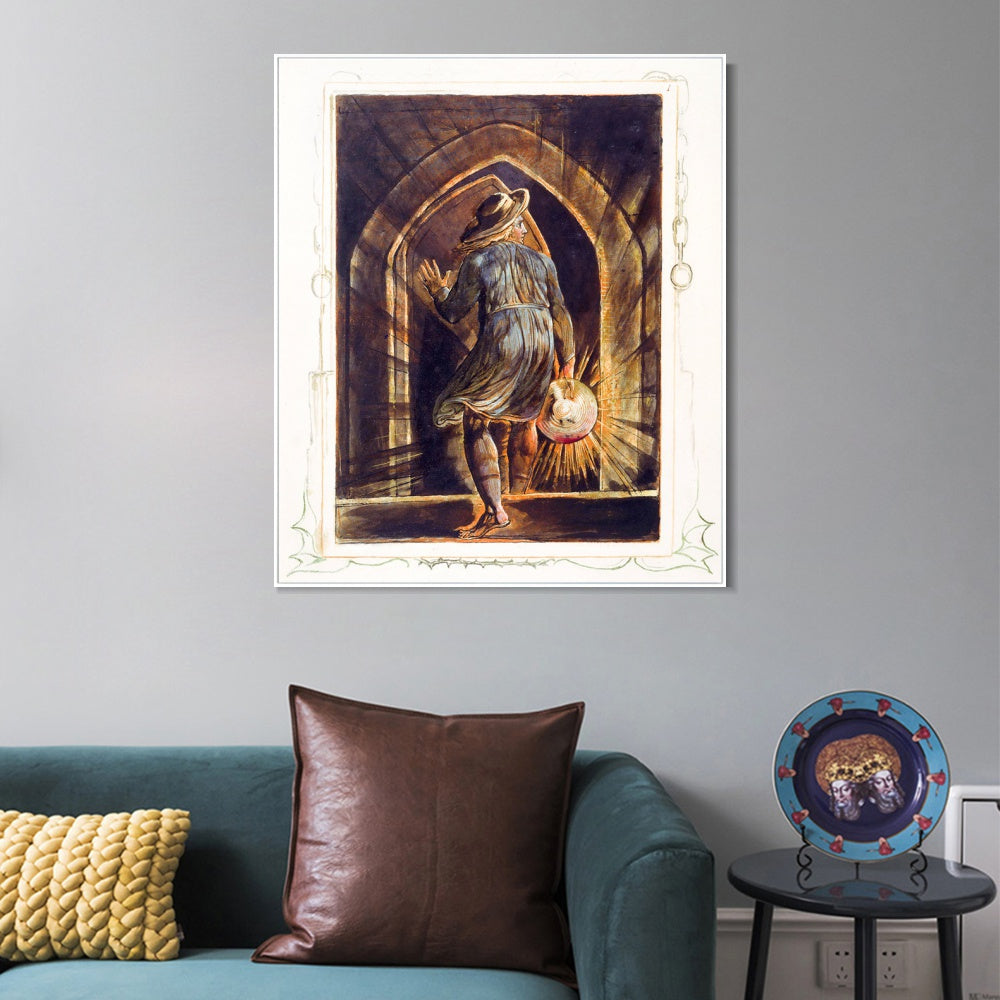 INVIN ART Framed Canvas Giclee Print Art Los Entering the Grave by William Blake Wall Art