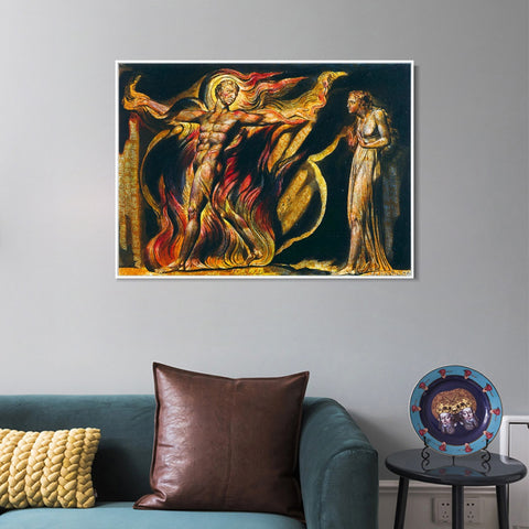 INVIN ART Framed Canvas Giclee Print Art Series#054 by William Blake Wall Art Living Room Home Office Decorations