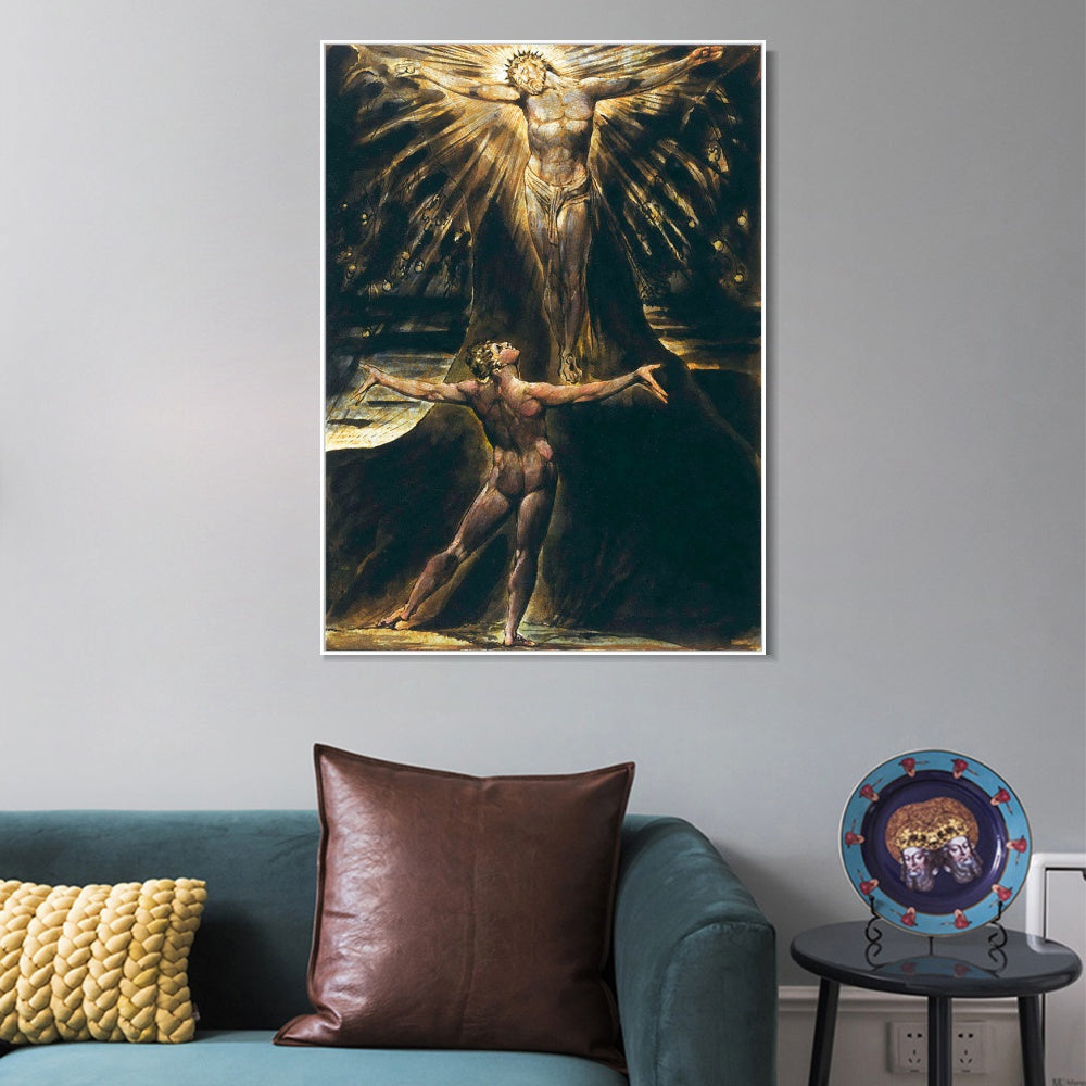 INVIN ART Framed Canvas Giclee Print Art Series#056 by William Blake Wall Art
