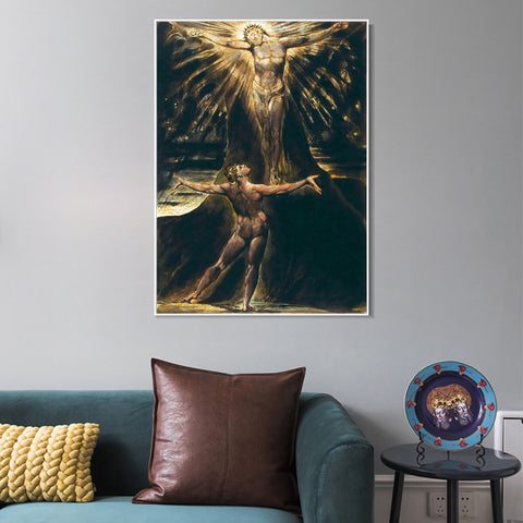 INVIN ART Framed Canvas Giclee Print Art Series#056 by William Blake Wall Art Living Room Home Office Decorations