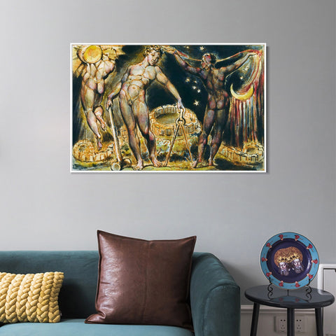 INVIN ART Framed Canvas Giclee Print Art Series#057 by William Blake Wall Art Living Room Home Office Decorations