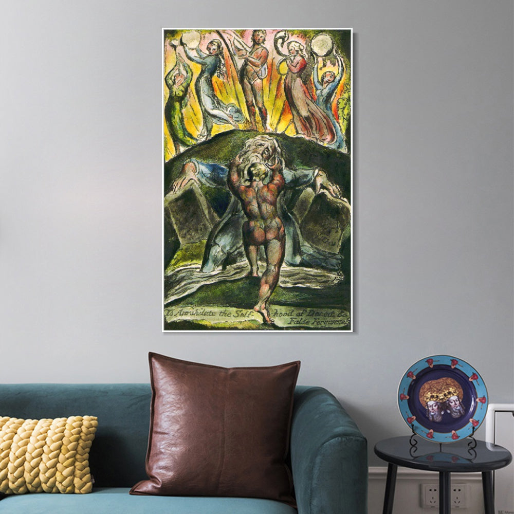 INVIN ART Framed Canvas Giclee Print Art Series#061 by William Blake Wall Art