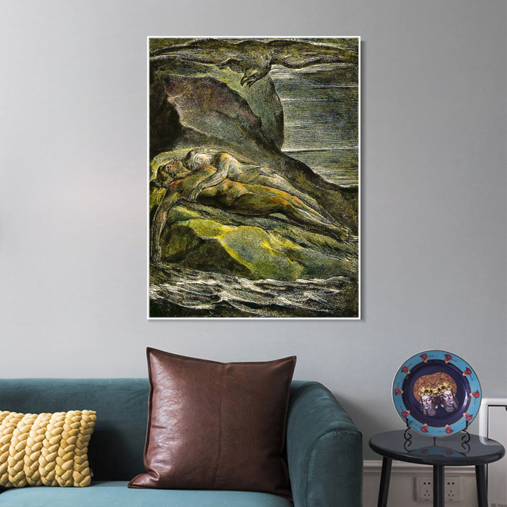 INVIN ART Framed Canvas Giclee Print Art Series#063 by William Blake Wall Art