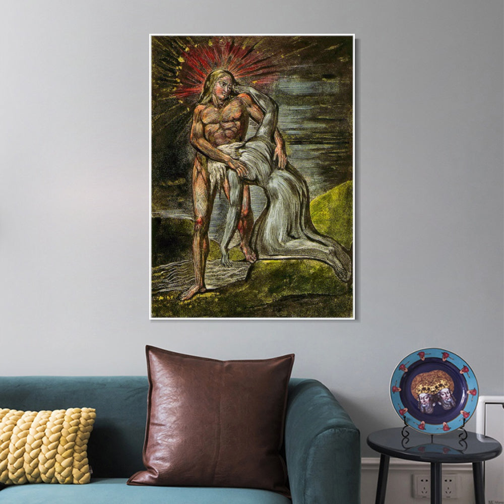 INVIN ART Framed Canvas Giclee Print Art Series#064 by William Blake Wall Art