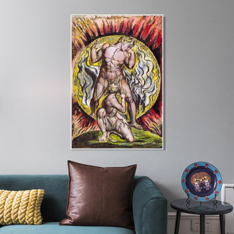 INVIN ART Framed Canvas Giclee Print Art Series#065 by William Blake Wall Art Living Room Home Office Decorations