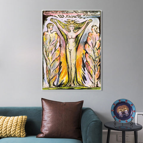 INVIN ART Framed Canvas Giclee Print Art Series#066 by William Blake Wall Art Living Room Home Office Decorations