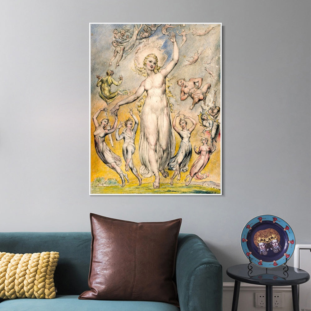 INVIN ART Framed Canvas Giclee Print Art Series#067 by William Blake Wall Art
