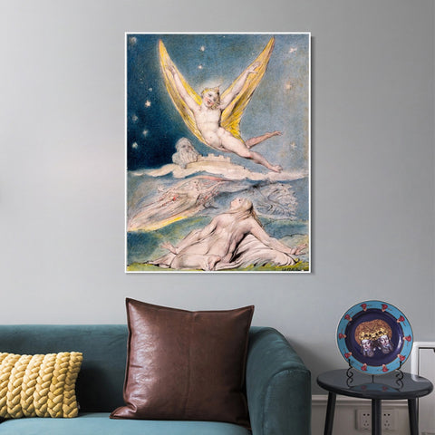 INVIN ART Framed Canvas Giclee Print Art Night Startled by William Blake Wall Art Living Room Home Office Decorations
