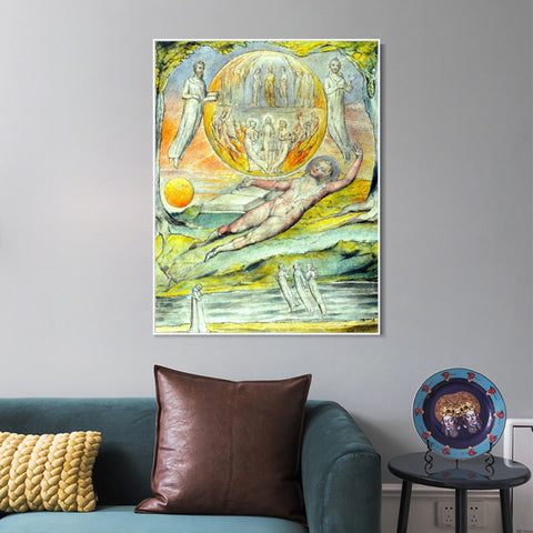 INVIN ART Framed Canvas Giclee Print Art The Youthful Poet's Dream by William Blake Wall Art Living Room Home Office Decorations
