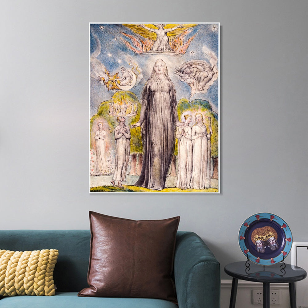 INVIN ART Framed Canvas Giclee Print Art Melancholy by William Blake Wall Art
