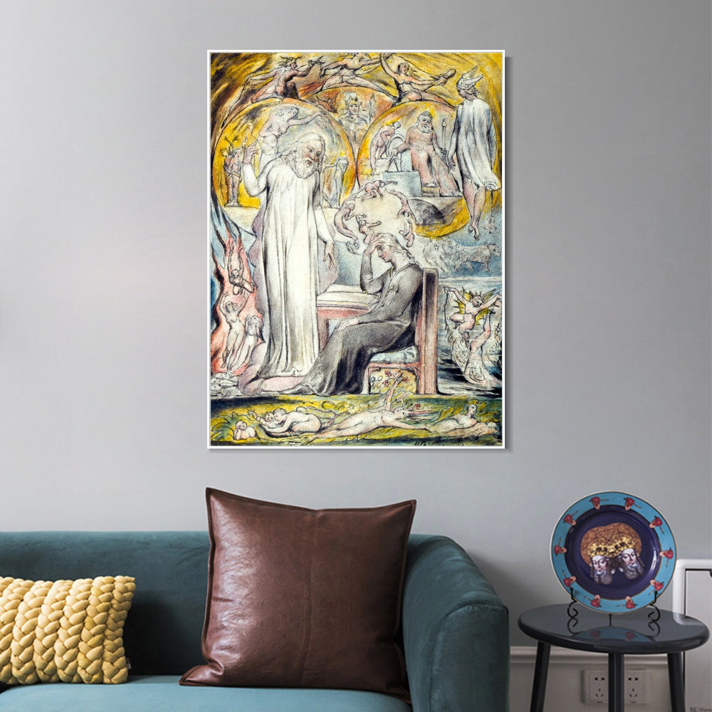 INVIN ART Framed Canvas Giclee Print Art The Spirit of Plato by William Blake Wall Art