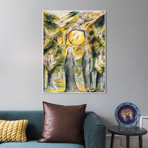 INVIN ART Framed Canvas Giclee Print Art The Sun in His Wrath by William Blake Wall Art Living Room Home Office Decorations