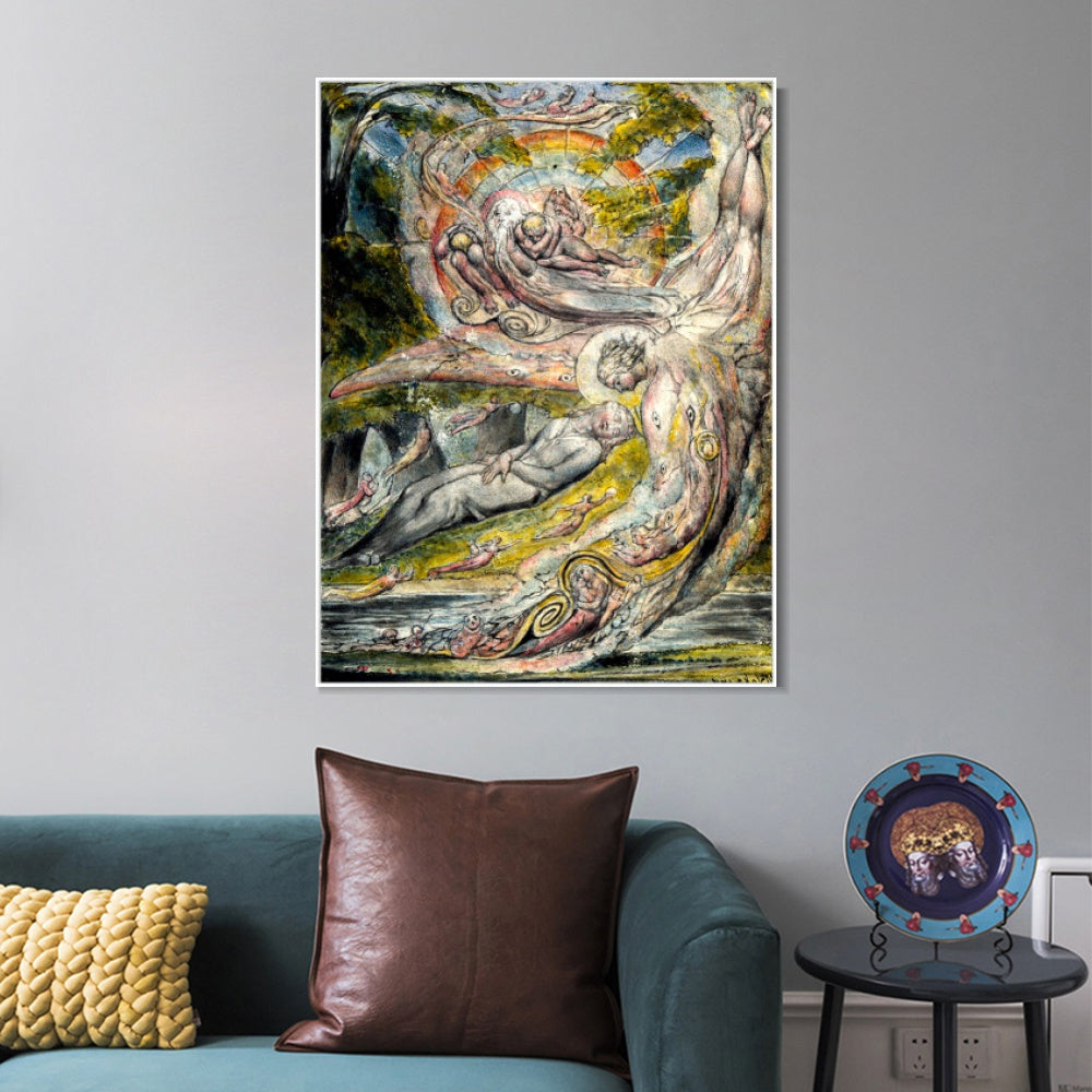 INVIN ART Framed Canvas Giclee Print Art Milton's Mysterious Dream by William Blake Wall Art