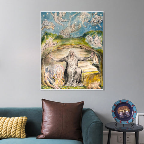 INVIN ART Framed Canvas Giclee Print Art Illustration to Milton's L'Allegro and Il Penseroso by William Blake Wall Art Living Room Home Office Decorations