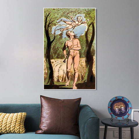 INVIN ART Framed Canvas Giclee Print Art Series#077 by William Blake Wall Art Living Room Home Office Decorations