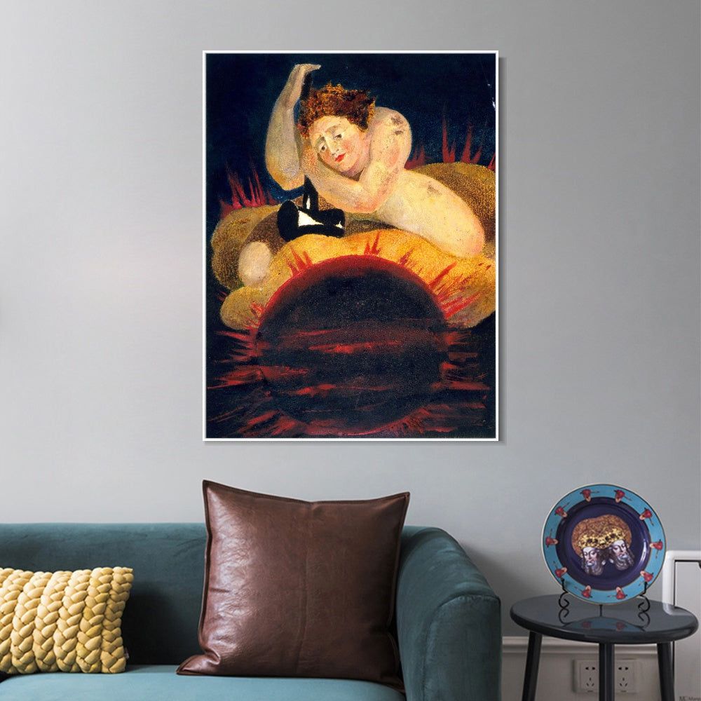 INVIN ART Framed Canvas Giclee Print Art Series#080 by William Blake Wall Art