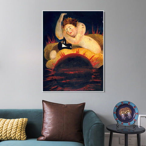 INVIN ART Framed Canvas Giclee Print Art Series#080 by William Blake Wall Art Living Room Home Office Decorations