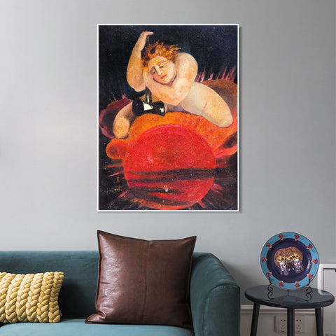 INVIN ART Framed Canvas Giclee Print Art Series#083 by William Blake Wall Art Living Room Home Office Decorations