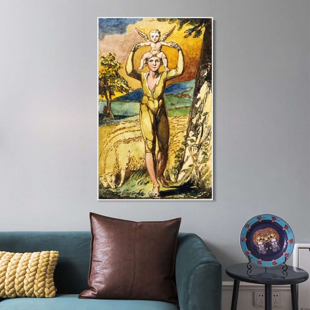 INVIN ART Framed Canvas Giclee Print Art Songs of Innocence and of Experience#2 by William Blake Wall Art