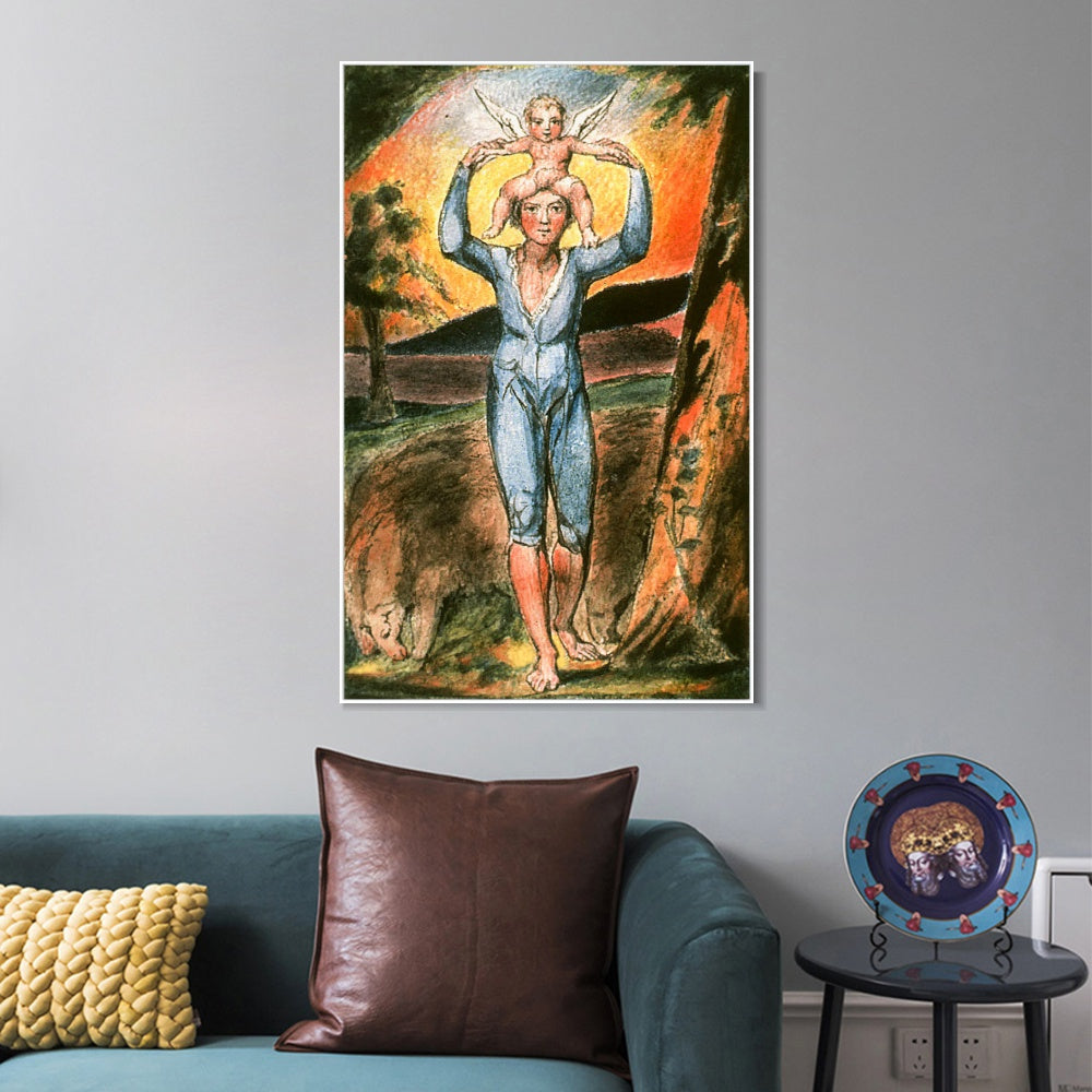 INVIN ART Framed Canvas Giclee Print Art Songs of Innocence and of Experience#3 by William Blake Wall Art