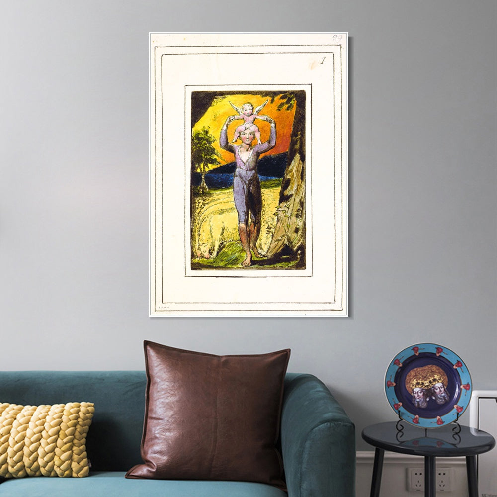 INVIN ART Framed Canvas Giclee Print Art Songs of Innocence and of Experience#4 by William Blake Wall Art