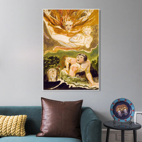 INVIN ART Framed Canvas Giclee Print Art Series#091 by William Blake Wall Art Living Room Home Office Decorations
