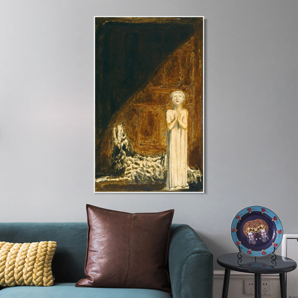 INVIN ART Framed Canvas Giclee Print Art Series#096 by William Blake Wall Art