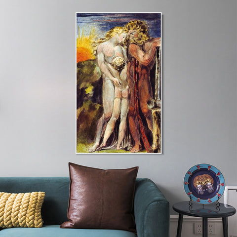 INVIN ART Framed Canvas Giclee Print Art Series#101 by William Blake Wall Art Living Room Home Office Decorations