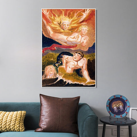 INVIN ART Framed Canvas Giclee Print Art Series#107 by William Blake Wall Art Living Room Home Office Decorations