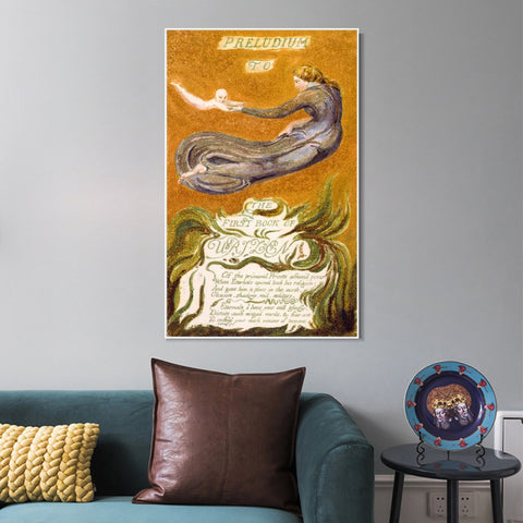 INVIN ART Framed Canvas Giclee Print Art Series#108 by William Blake Wall Art Living Room Home Office Decorations
