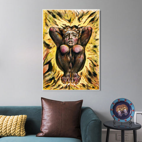 INVIN ART Framed Canvas Giclee Print Art Series#114 by William Blake Wall Art Living Room Home Office Decorations