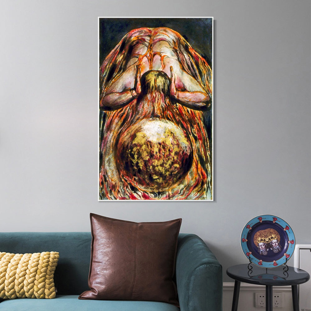 INVIN ART Framed Canvas Giclee Print Art The First Book of Urizen by William Blake Wall Art