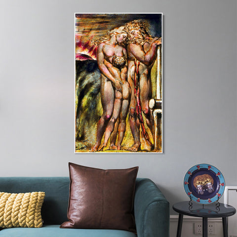 INVIN ART Framed Canvas Giclee Print Art Series#116 by William Blake Wall Art Living Room Home Office Decorations