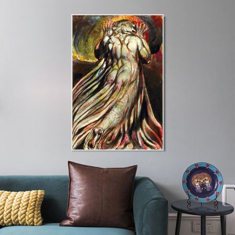 INVIN ART Framed Canvas Giclee Print Art Series#117 by William Blake Wall Art Living Room Home Office Decorations
