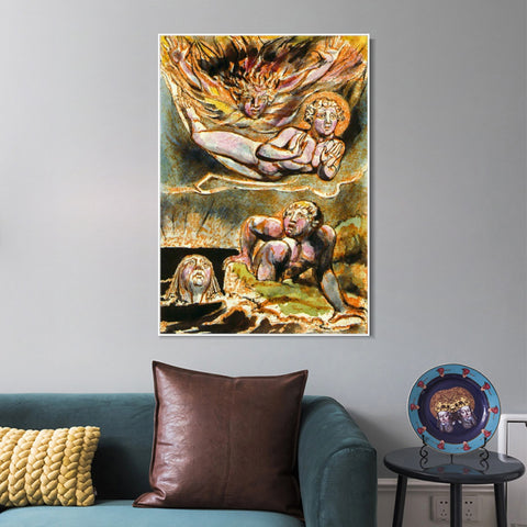INVIN ART Framed Canvas Giclee Print Art Series#118 by William Blake Wall Art Living Room Home Office Decorations