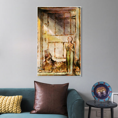 INVIN ART Framed Canvas Giclee Print Art Series#119 by William Blake Wall Art Living Room Home Office Decorations