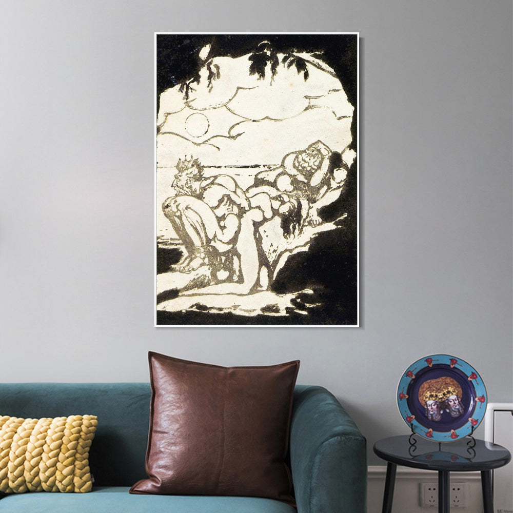 INVIN ART Framed Canvas Giclee Print Art Visions of the Daughters of Albion#5 by William Blake Wall Art