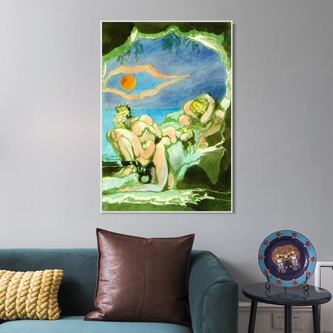 INVIN ART Framed Canvas Giclee Print Art Visions of the Daughters of Albion#4 by William Blake Wall Art Living Room Home Office Decorations