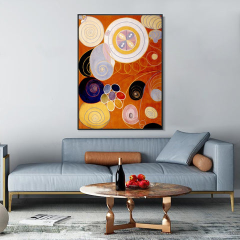 INVIN ART Framed Canvas Group iv No.3 the Ten Largest Youth, 1907 by Hilma Af Klint Wall Art Living Room Home Office Decorations