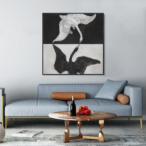 INVIN ART Framed Canvas Group ix Suw the Swan No.1,1915 by Hilma Af Klint Wall Art Living Room Home Office Decorations