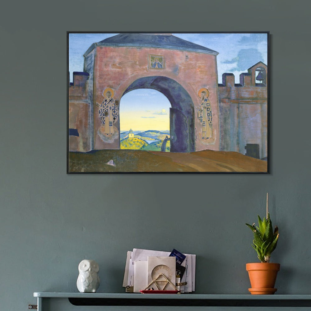 INVIN ART Framed Canvas Giclee Print We are Opening the Gates-1922 by Nicholas Roerich Wall Art Living Room Home Office Decorations