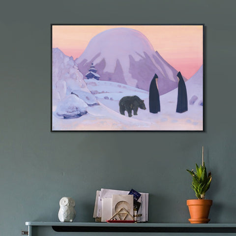 INVIN ART Framed Canvas Giclee Print We not Afraid-1922 by Nicholas Roerich Wall Art Living Room Home Office Decorations