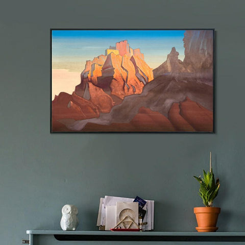 INVIN ART Framed Canvas Giclee Print Basgo-1932 by Nicholas Roerich Wall Art Living Room Home Office Decorations