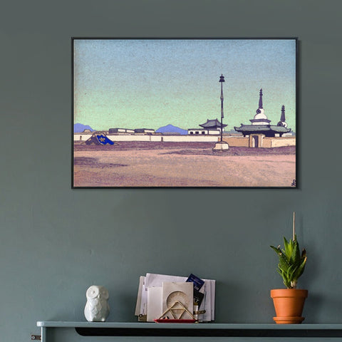 INVIN ART Framed Canvas Giclee Print Batuhalka the Capital of Inner Mongolia-1927 by Nicholas Roerich Wall Art Living Room Home Office Decorations