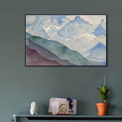 INVIN ART Framed Canvas Giclee Print Bell Mountain-1932 by Nicholas Roerich Wall Art Living Room Home Office Decorations