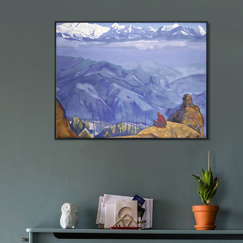 INVIN ART Framed Canvas Giclee Print Book of Wisdom-1924 by Nicholas Roerich Wall Art Living Room Home Office Decorations