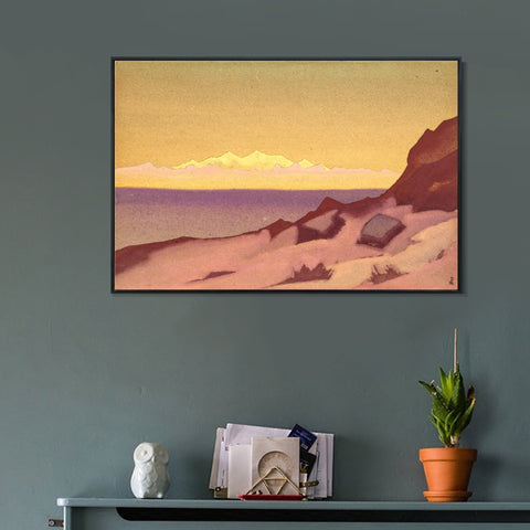 INVIN ART Framed Canvas Giclee Print Border of Tibet Tsaidam-1936 by Nicholas Roerich Wall Art Living Room Home Office Decorations
